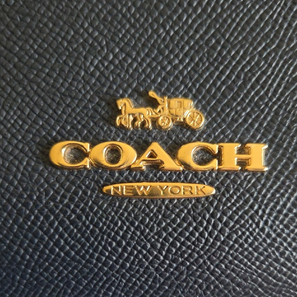 Coach Navy Leather Backpack with Gold Hardware - Picture 2 of 7